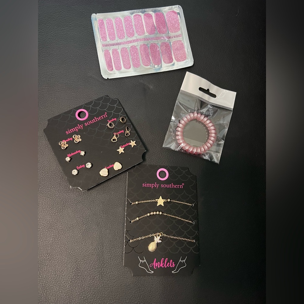 NWT Pink Accessory Bundle- Simply Southern Charm Anklet and Earring Set
